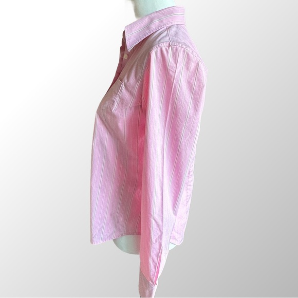Lilly Pulitzer Pink Stripe Button Down Cotton Blend Classic Shirt in Size 8 - Picture 3 of 11